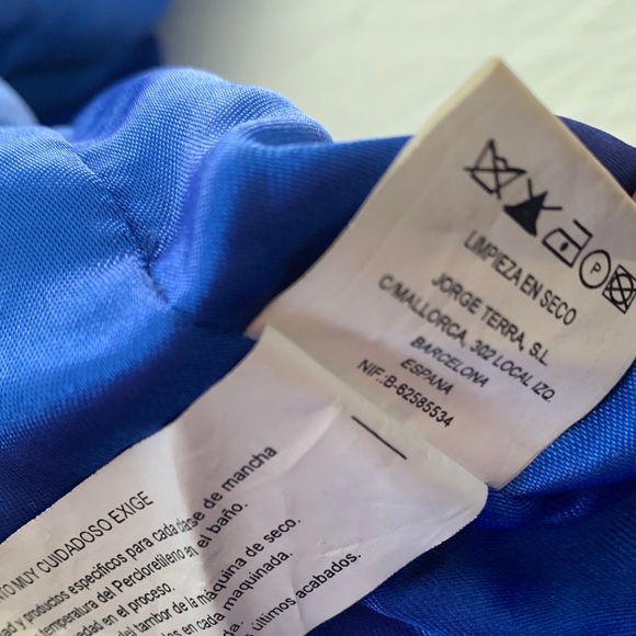 One Shoulder mesh Tulle Overlay black & blue mini Dress w flower detail size 6 - Picture 14 of 15